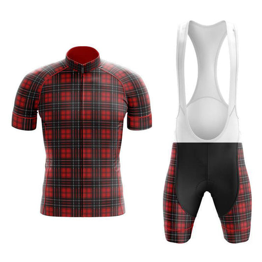 Ensemble de Maillot de Cyclisme Rouge Tartan