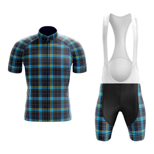 Ensemble de Maillot de Cyclisme Bleu à Carreaux