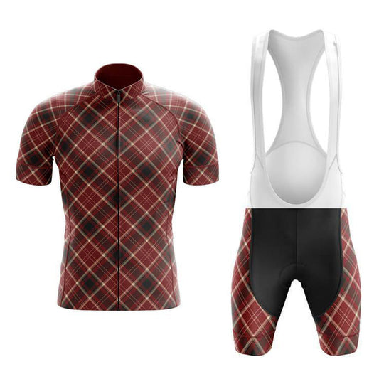 Ensemble de Maillot de Cyclisme Rouge Clair Tartan