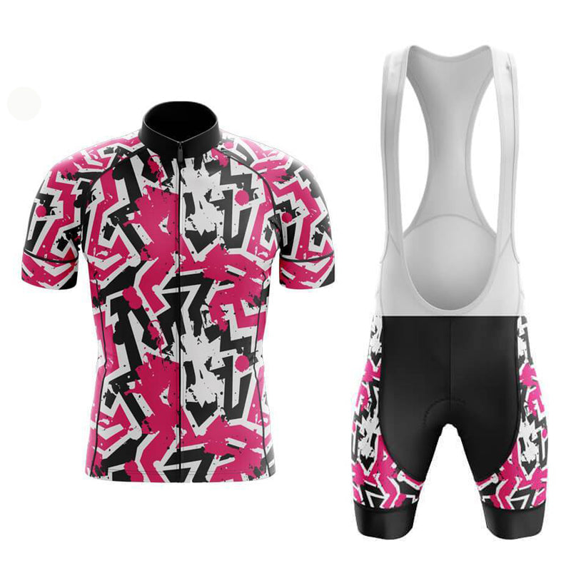 Ensemble de maillot de cyclisme rétro rose jazzy