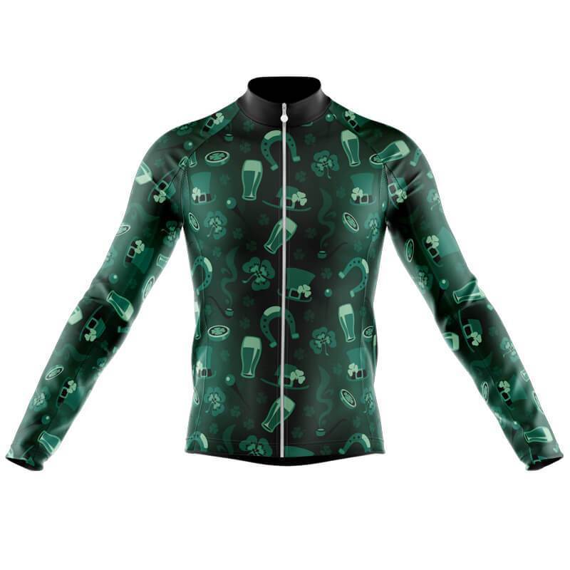 Maillot de Cyclisme Rétro à Manches Longues Lucky Irish (avec Option Polaire)