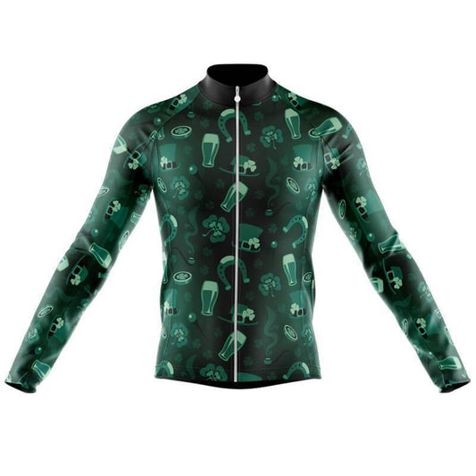 Maillot de Cyclisme Rétro à Manches Longues Lucky Irish (avec Option Polaire)