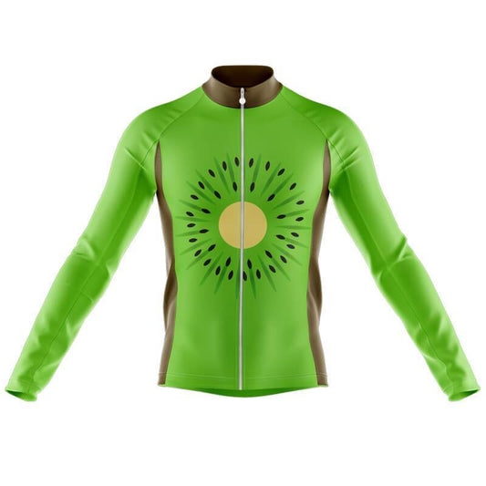 Maillot de Cyclisme Rétro à Manches Longues Motif Kiwi (avec Option Polaire)