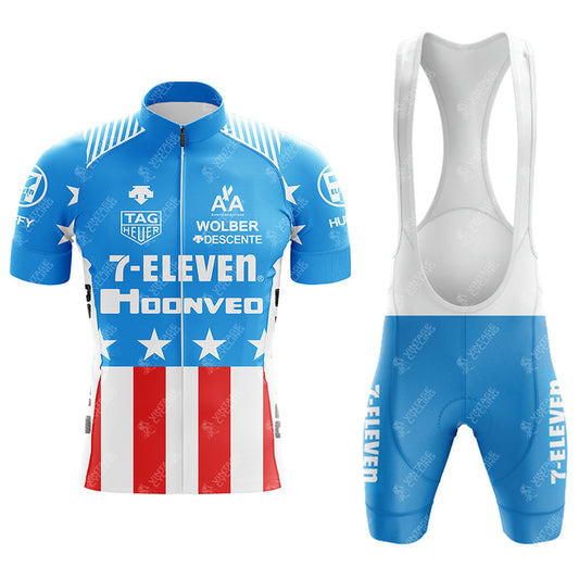 Ensemble de cyclisme rétro à manches courtes 7-ELEVEN des années 1990