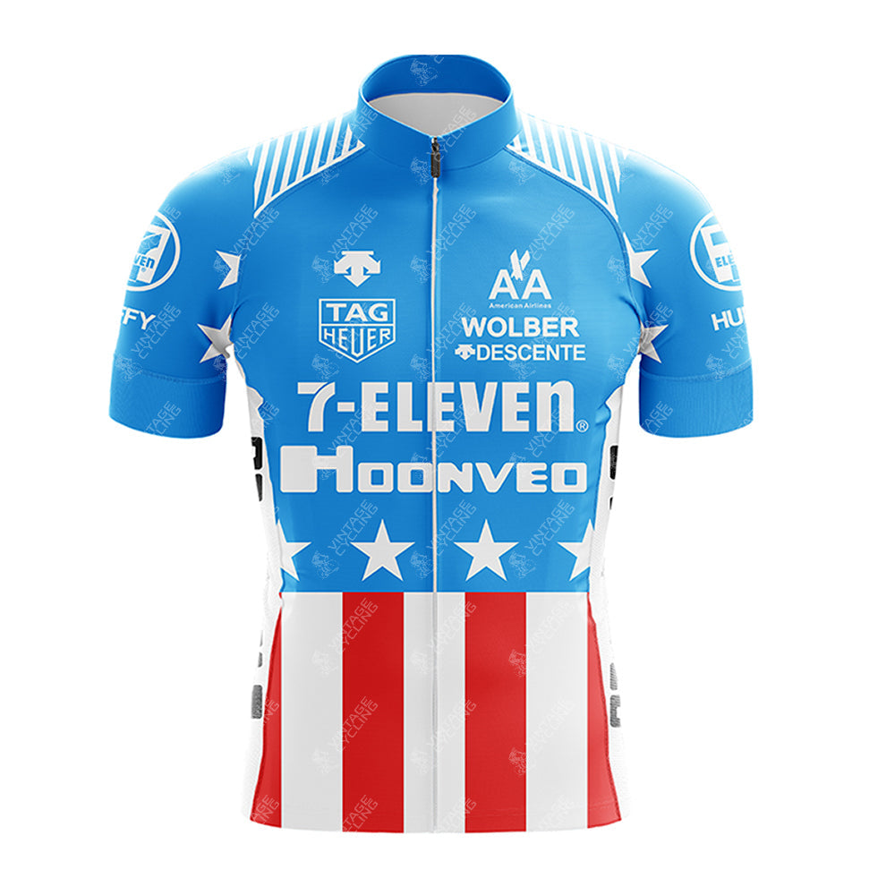 Ensemble de cyclisme rétro à manches courtes 7-ELEVEN des années 1990