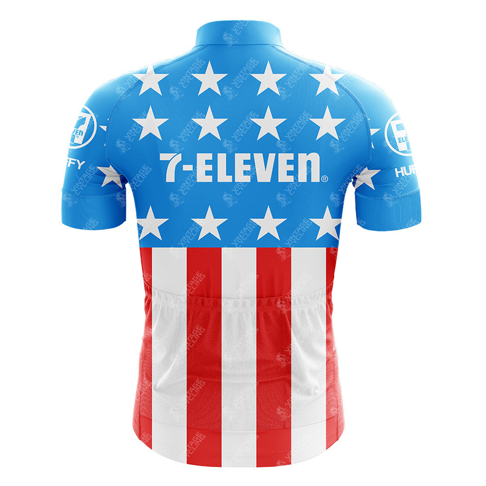 Ensemble de cyclisme rétro à manches courtes 7-ELEVEN des années 1990