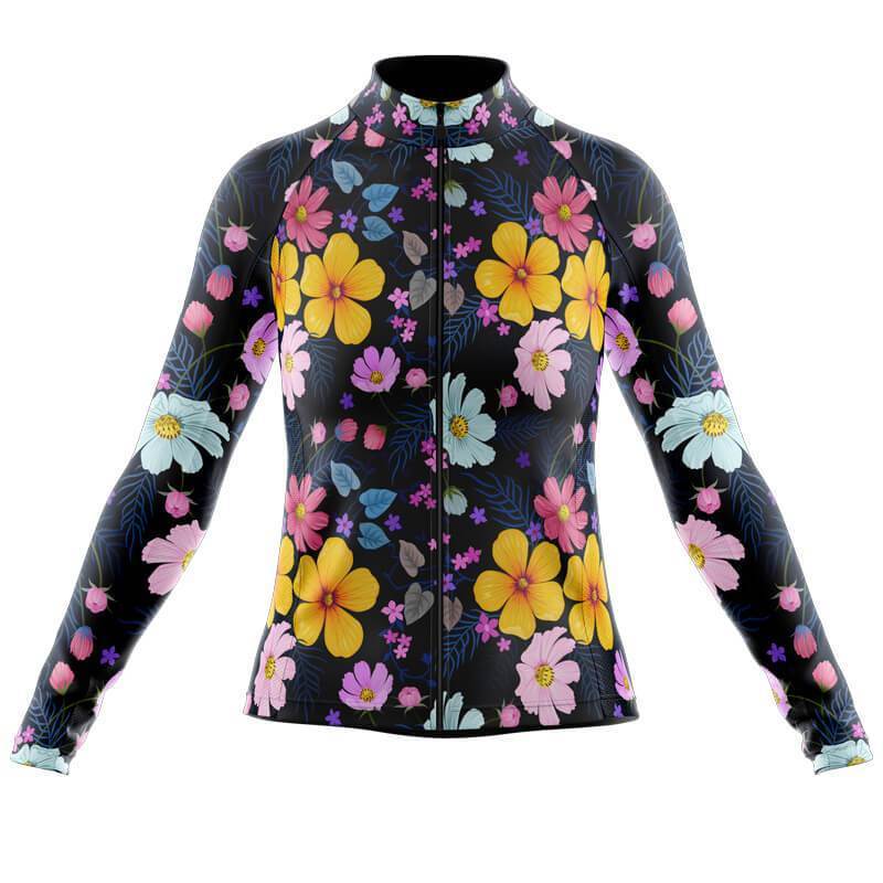 Maillot Jaune à Manches Longues pour Femmes avec Motif Floral (Option Polaire Disponible)