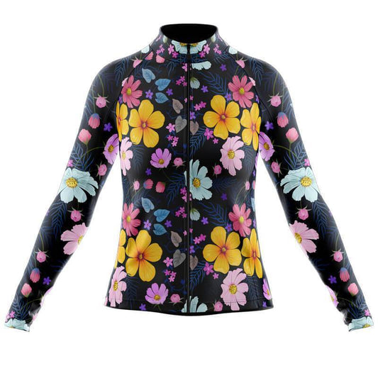 Maillot Jaune à Manches Longues pour Femmes avec Motif Floral (Option Polaire Disponible)