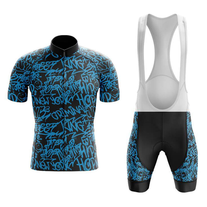 Ensemble de Maillot de Cyclisme Rétro Bleu Jazzy
