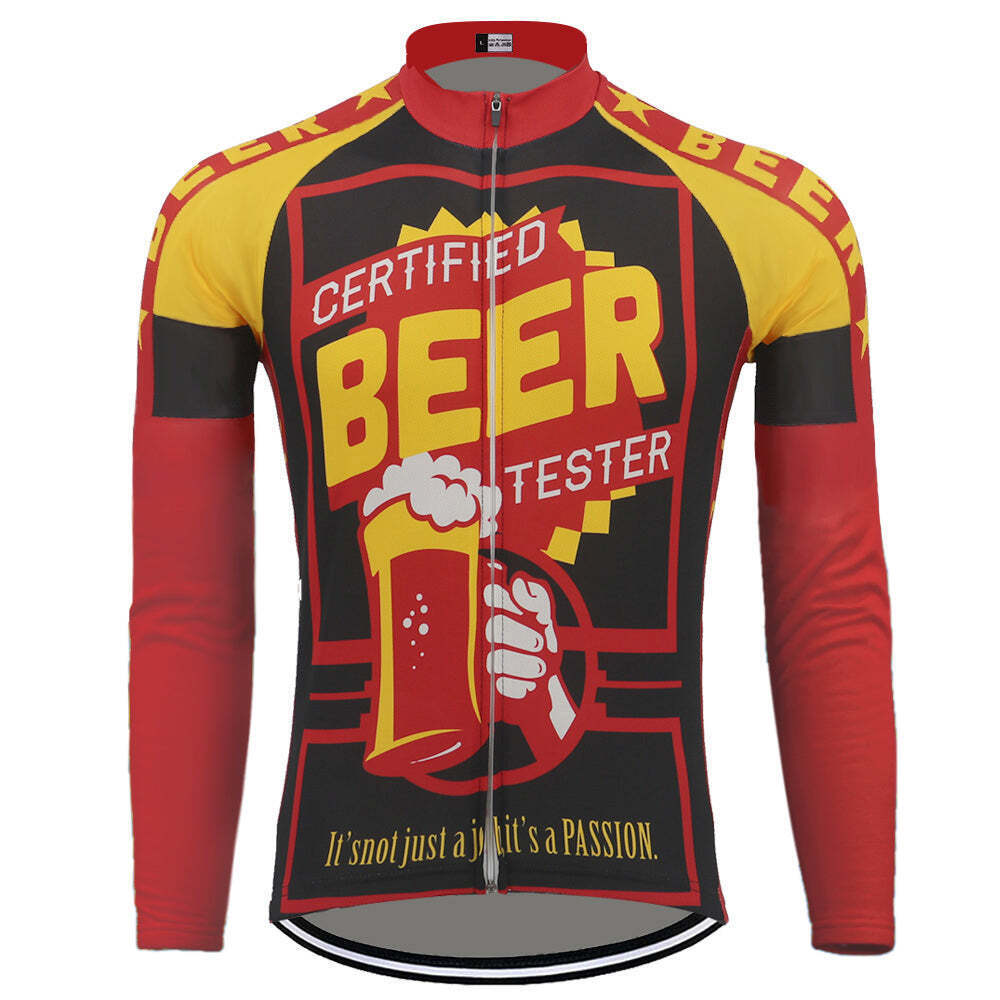 Maillot de cyclisme à manches longues "Testeur de bière certifié" (avec option polaire)
