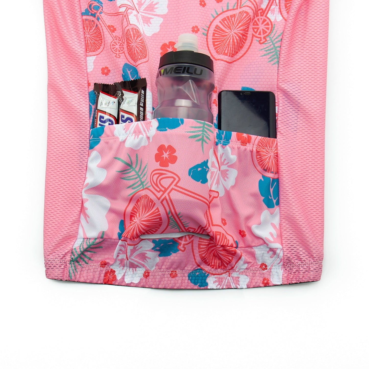 Ensemble de Maillot de Cyclisme Floral Rose pour Femme