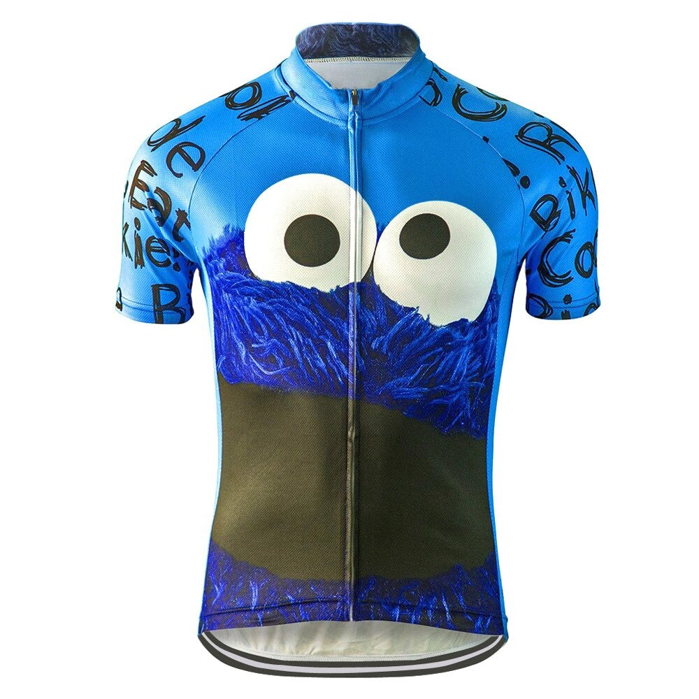 Maillot de Cyclisme Rétro Cookie Monster Mange en Vélo