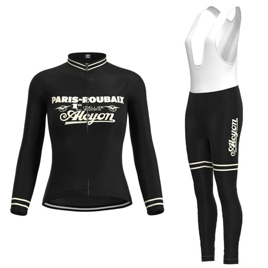 Ensemble Long Maillot de Cyclisme Rétro Paris-Roubaix pour Femmes