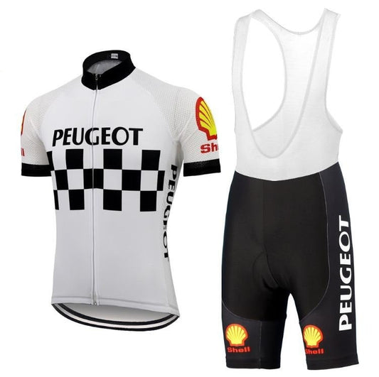 Ensemble Maillot de Cyclisme Rétro Classique Peugeot des Années 1960 avec Coquille