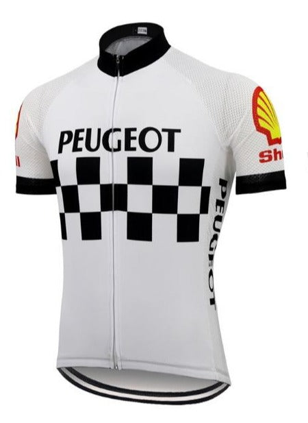Ensemble Maillot de Cyclisme Rétro Classique Peugeot des Années 1960 avec Coquille