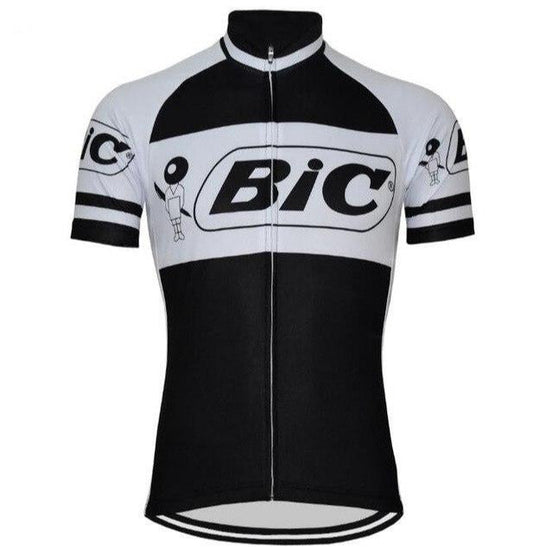 Maillot de cyclisme rétro à manches courtes noir BIC