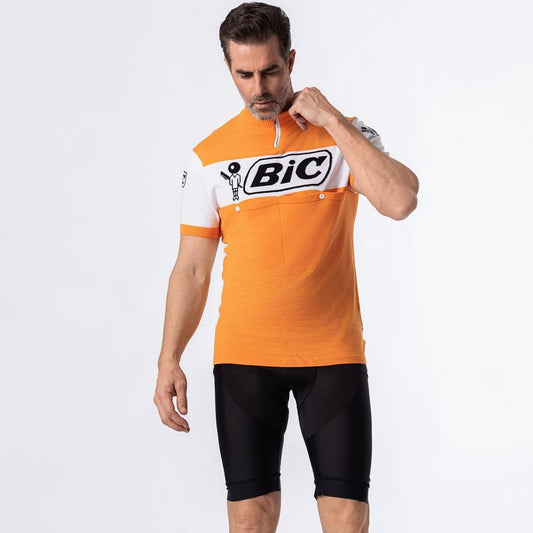 Bic Laine Mérinos Mélangée - Maillot de Cyclisme Rétro