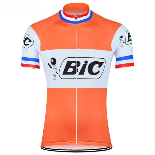 Maillot de cyclisme rétro à manches courtes BIC Orange-France