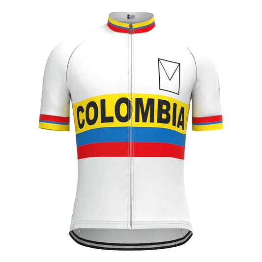 Maillot de cyclisme rétro blanc Colombie