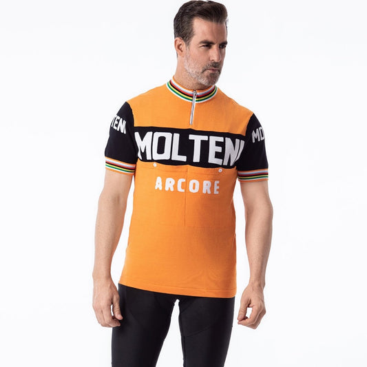 Molteni en Laine Mérinos Mélangée - Maillot de Cyclisme Rétro