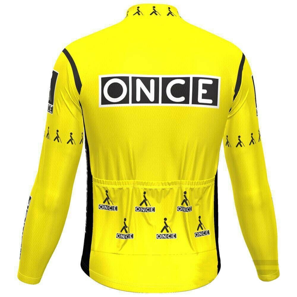Maillot de cyclisme rétro manche longue jaune ONCE (avec option polaire)