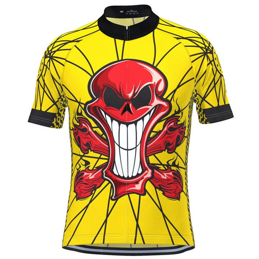 Maillot de Cyclisme Crâne Souriant Jaune