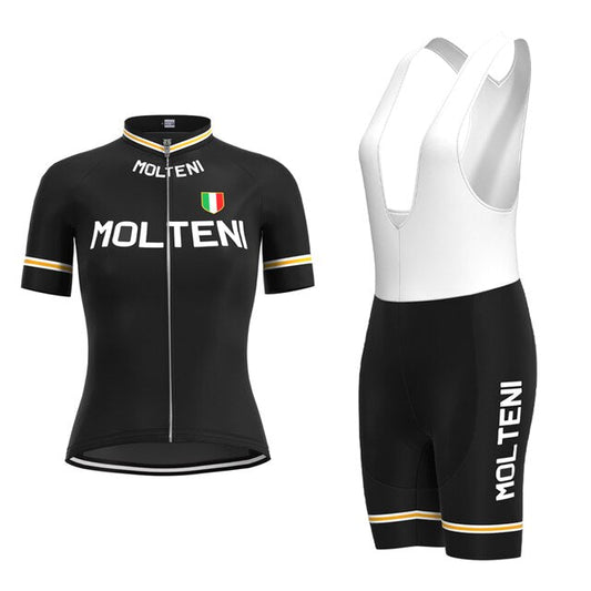 Ensemble de Maillot de Cyclisme Rétro Molteni Noir pour Femme