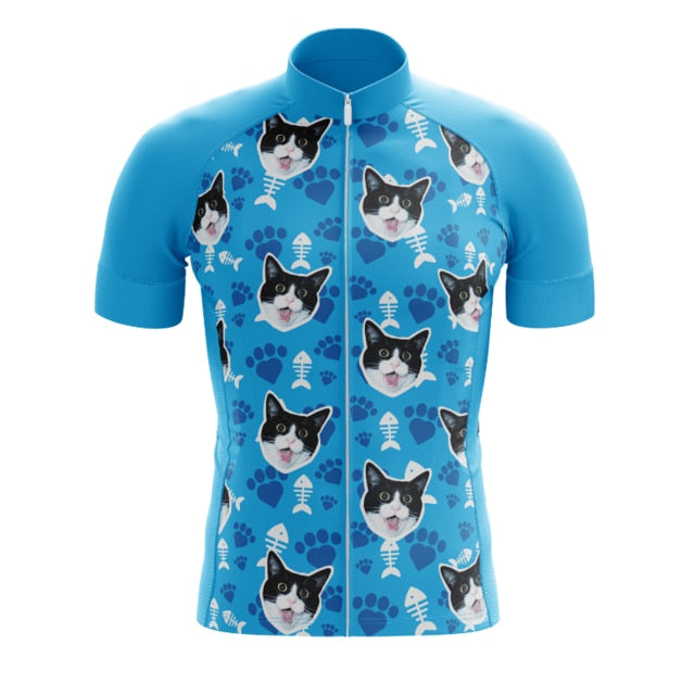 Maillot de Cyclisme Chats Bleus