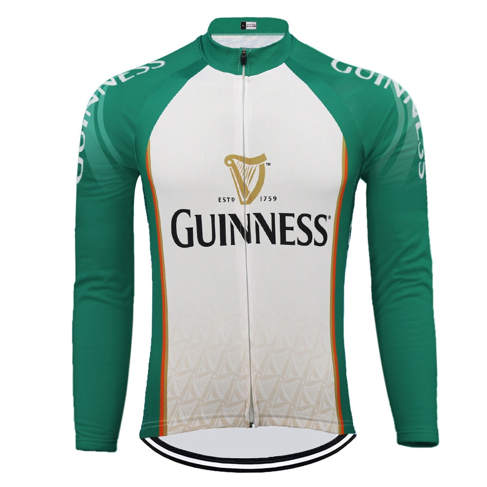 Maillot de Cyclisme Rétro Guinness à Manches Longues (avec Option Polaire)