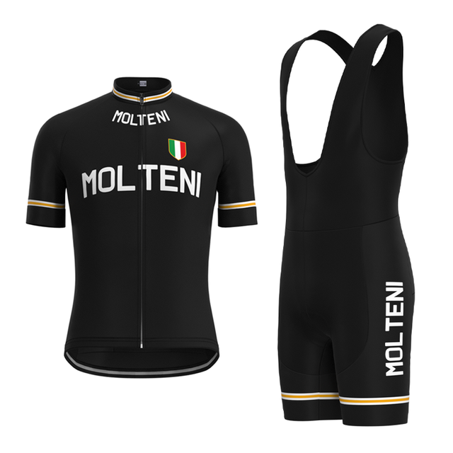 Ensemble de Maillot de Cyclisme Rétro Noir Molteni