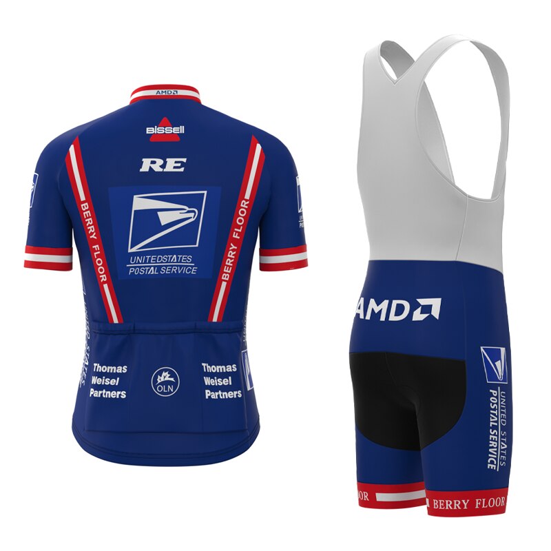 Ensemble Maillot de Cyclisme Professionnel à Manches Courtes de l'Équipe du Service Postal des États-Unis