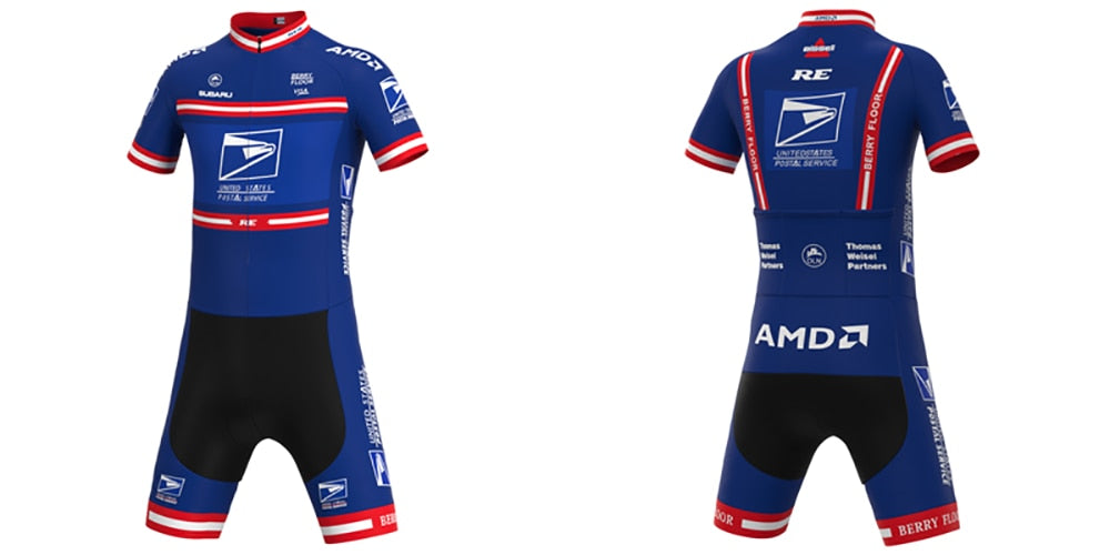 Ensemble Maillot de Cyclisme Professionnel à Manches Courtes de l'Équipe du Service Postal des États-Unis