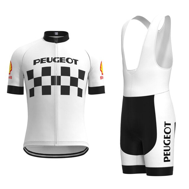 Ensemble de Maillot de Cyclisme Rétro Peugeot Classique des Années 1960