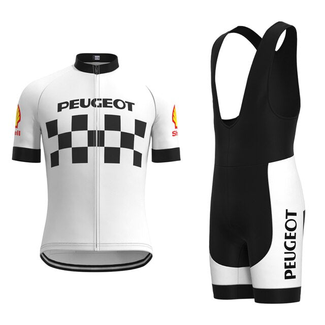 Ensemble de Maillot de Cyclisme Rétro Peugeot Classique des Années 1960