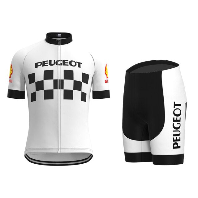 Ensemble de Maillot de Cyclisme Rétro Peugeot Classique des Années 1960