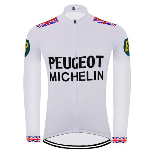 Maillot de cyclisme rétro à manches longues Peugeot BP Michelin (avec option polaire)