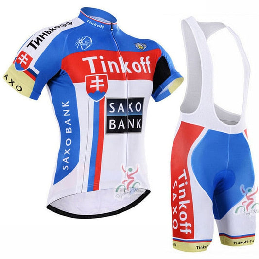 Ensemble de Maillot Bleu Rouge Tinkoff Saxo Bank