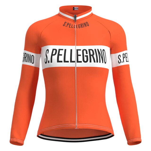 Maillot de cyclisme rétro pour femmes San Pellegrino - Ensemble long (avec polaire d'hiver)