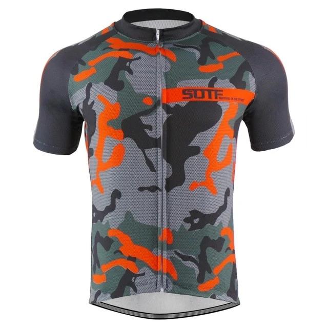 Maillot de cyclisme camouflage gris-orange