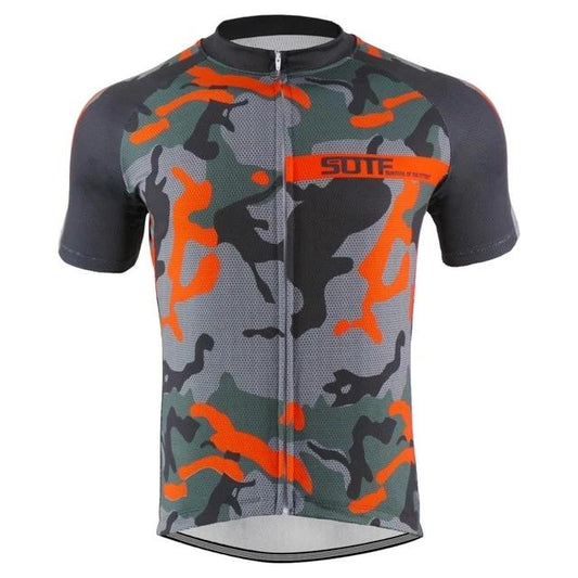 Maillot de cyclisme camouflage gris-orange