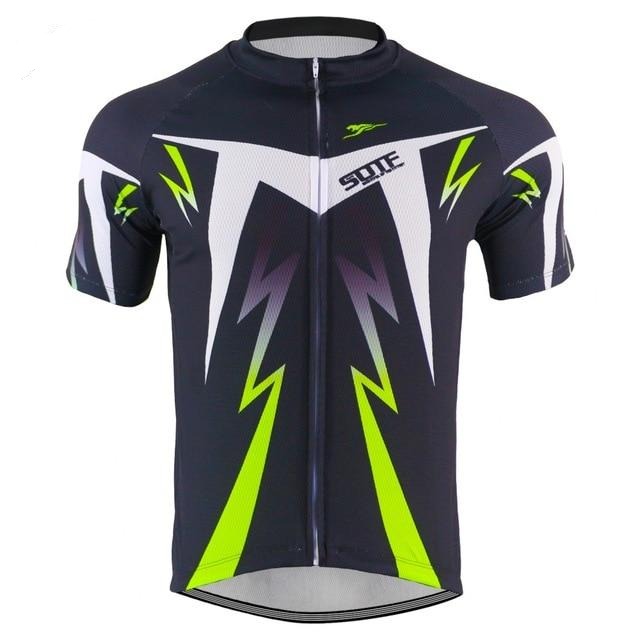 Maillot de Cyclisme Éclair Noir-Vert-Blanc