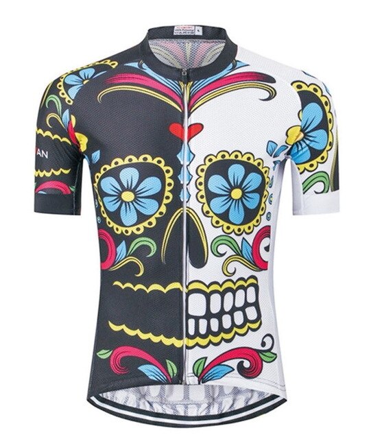 Maillot de cyclisme à motif de crâne coloré