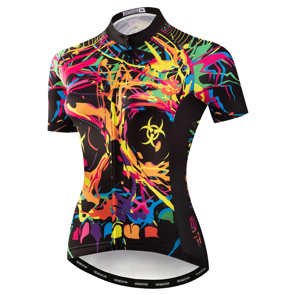 Maillot de cyclisme pour femmes à motif de crâne jazzy