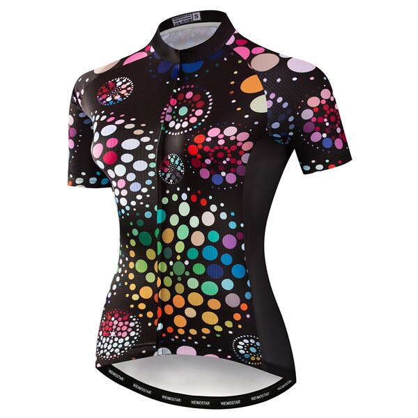 Maillot de cyclisme à pois colorés pour femmes