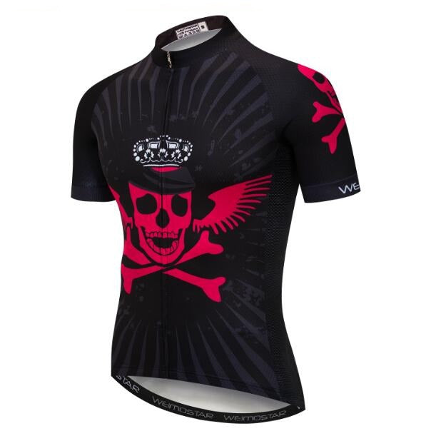 Maillot de cyclisme tête de mort pirate noir