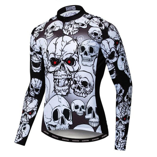 Maillot de cyclisme à manches longues avec crâne aux yeux rouges