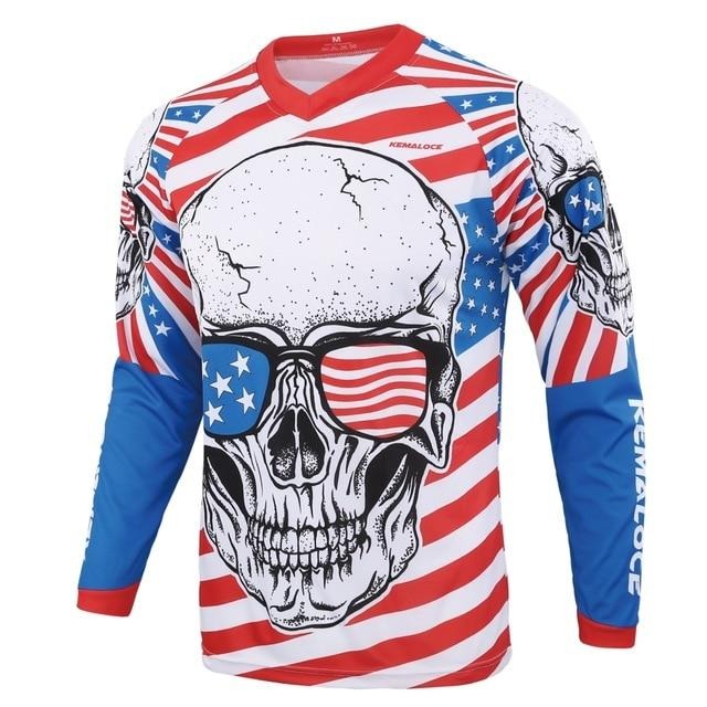 Maillot de cyclisme à manches longues avec tête de mort USA