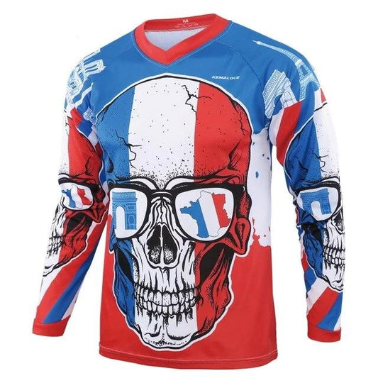 Maillot de cyclisme à manches longues avec crâne - France