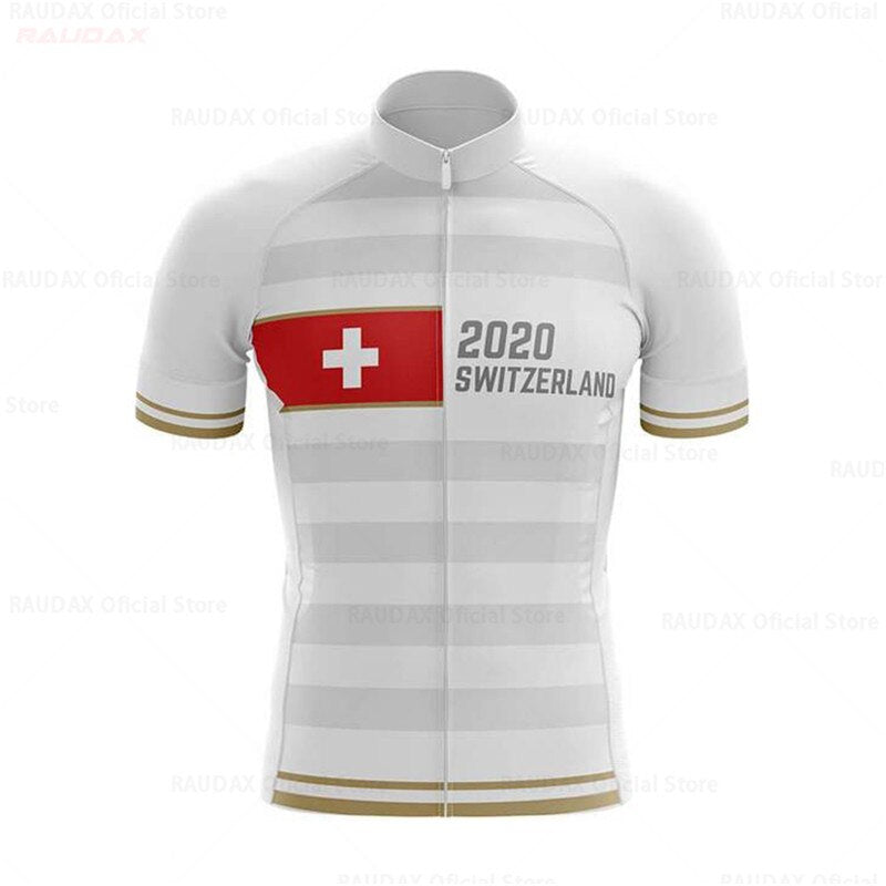 Maillot de cyclisme de l'équipe professionnelle suisse blanc et or