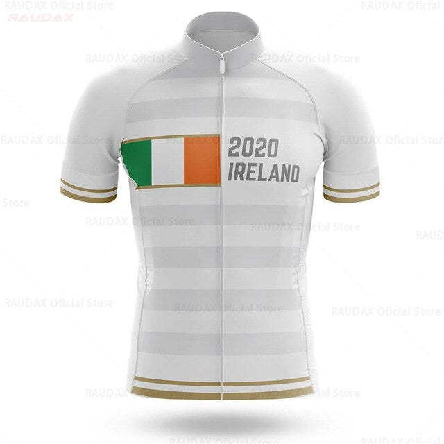 Maillot de Cyclisme Équipe Pro Irlande Blanc et Or